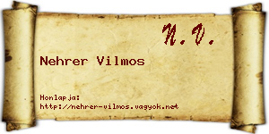 Nehrer Vilmos névjegykártya